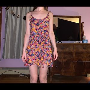 Orange, floral Urban Outfitters dress, buttons up